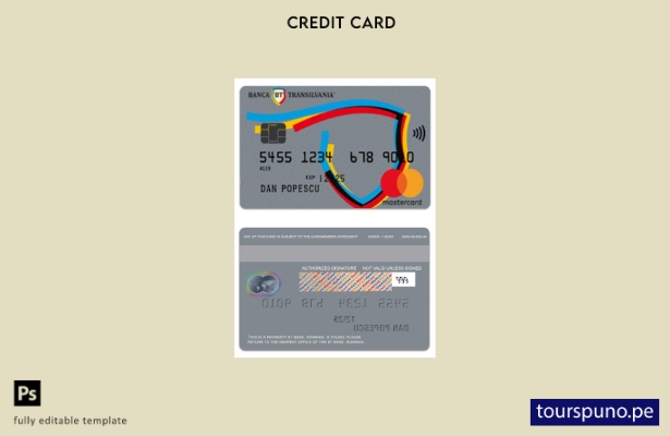 lista para imprimir la plantilla mastercard Mondo de BT Bank de Rumania